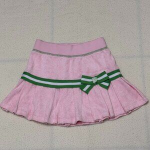 Juicy Couture Girl's Terry Drop Yoke Pleated Skort w/ Bow - Pink & Green -Size 6